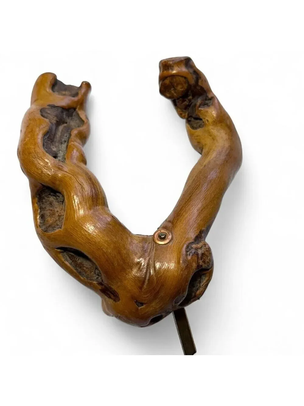Vintage Corkscrew Natural Root Burl Wood Handle Barware